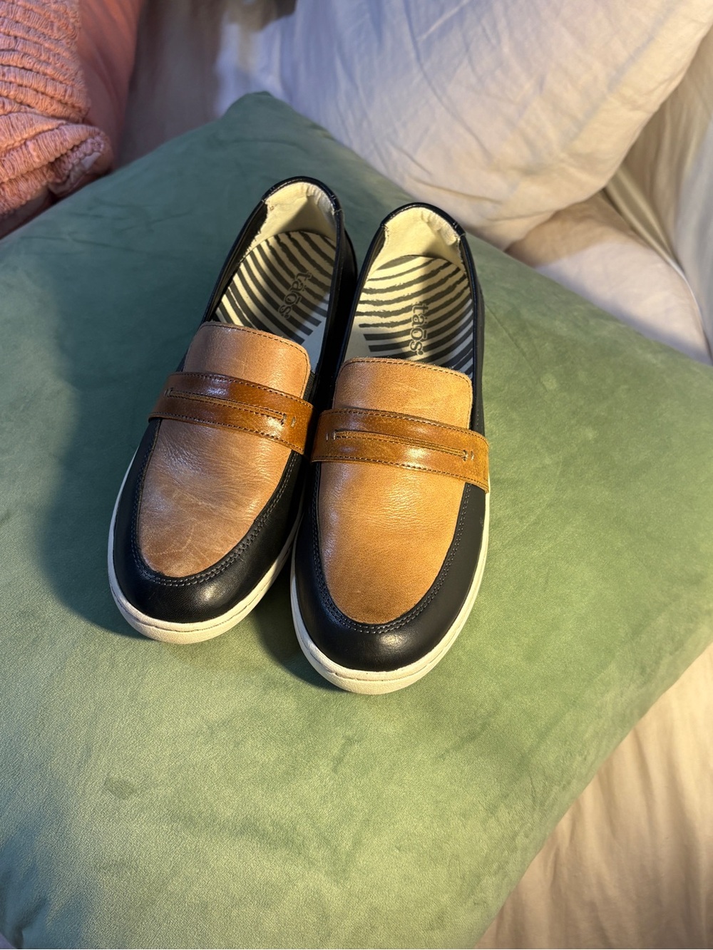 Taos Upward Size 8 Loafers Natural - Comfort Leather Slip On Supportive Shoes - Picture 2 of 7